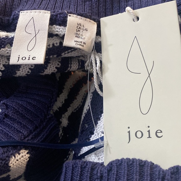 JOIE Striped Knit Crochet Sleeveless Long Dress Navy Blue & White Large NWT - Picture 6 of 11